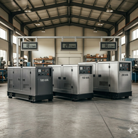 konsumsi solar genset 100 kva, 150 kva, 200 kva